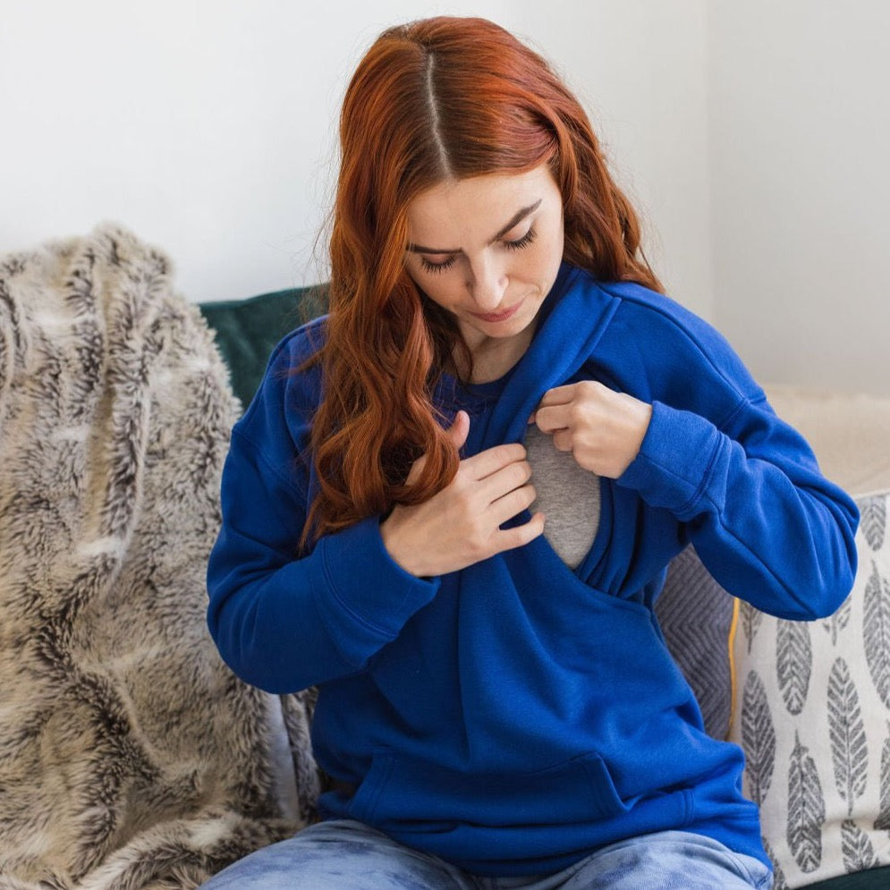 Bex Blue Breastfeeding Jumper - Stylish Mum