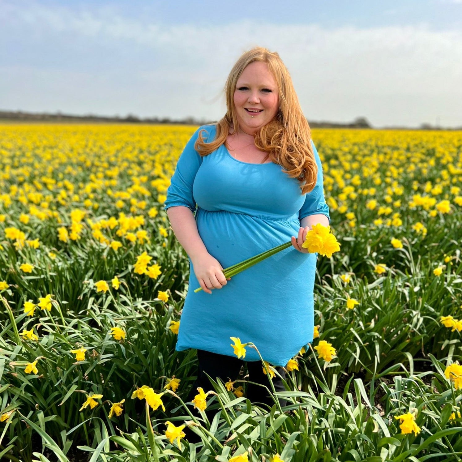 Blue Petite Dress ( Pull down to breastfeed) - Stylish Mum