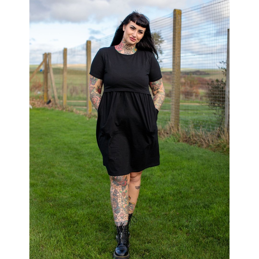 Casey Black Breastfeeding Skater Dress - Stylish Mum breastfeeding clothing brand