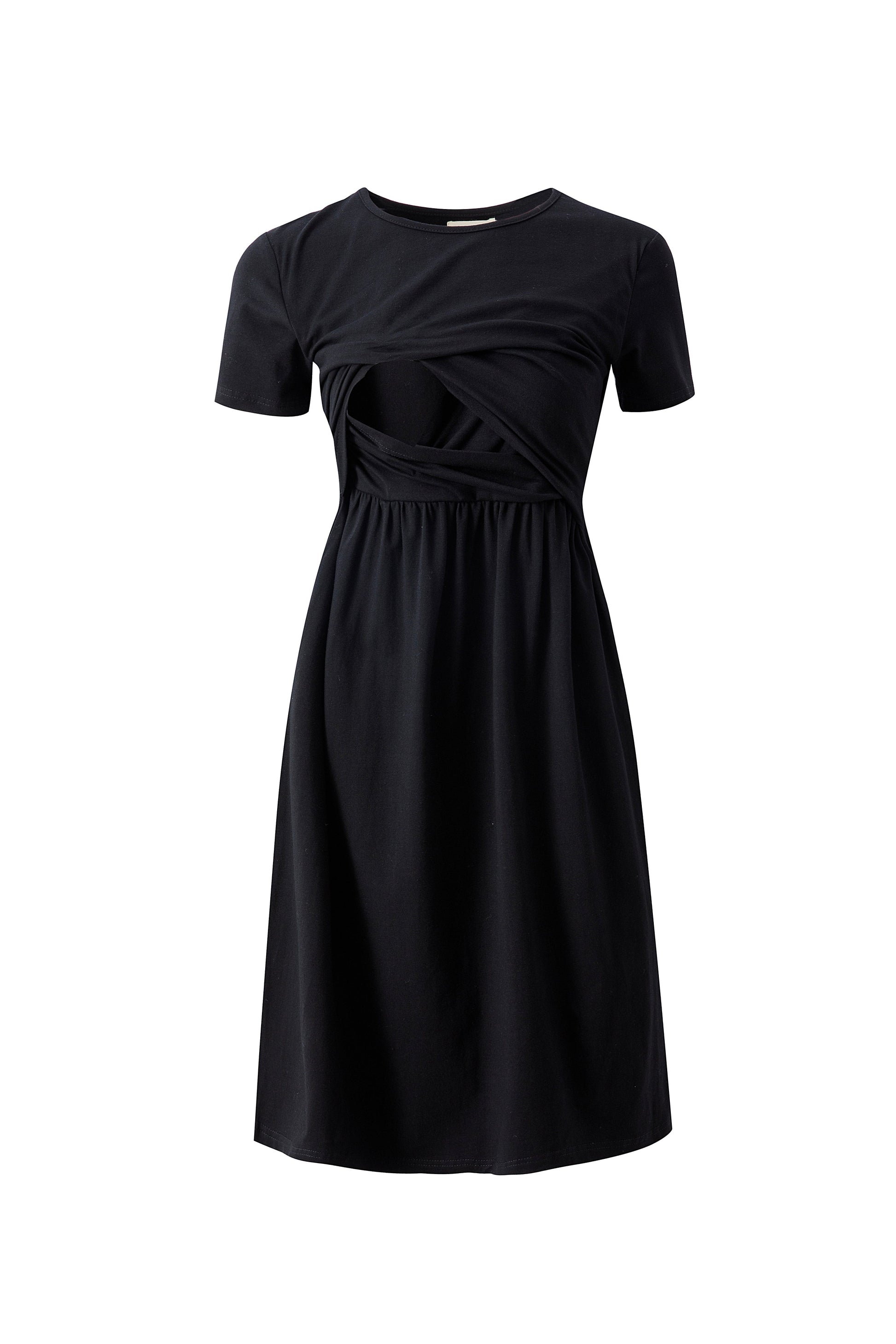 Casey Black Breastfeeding Skater Dress - Stylish Mum