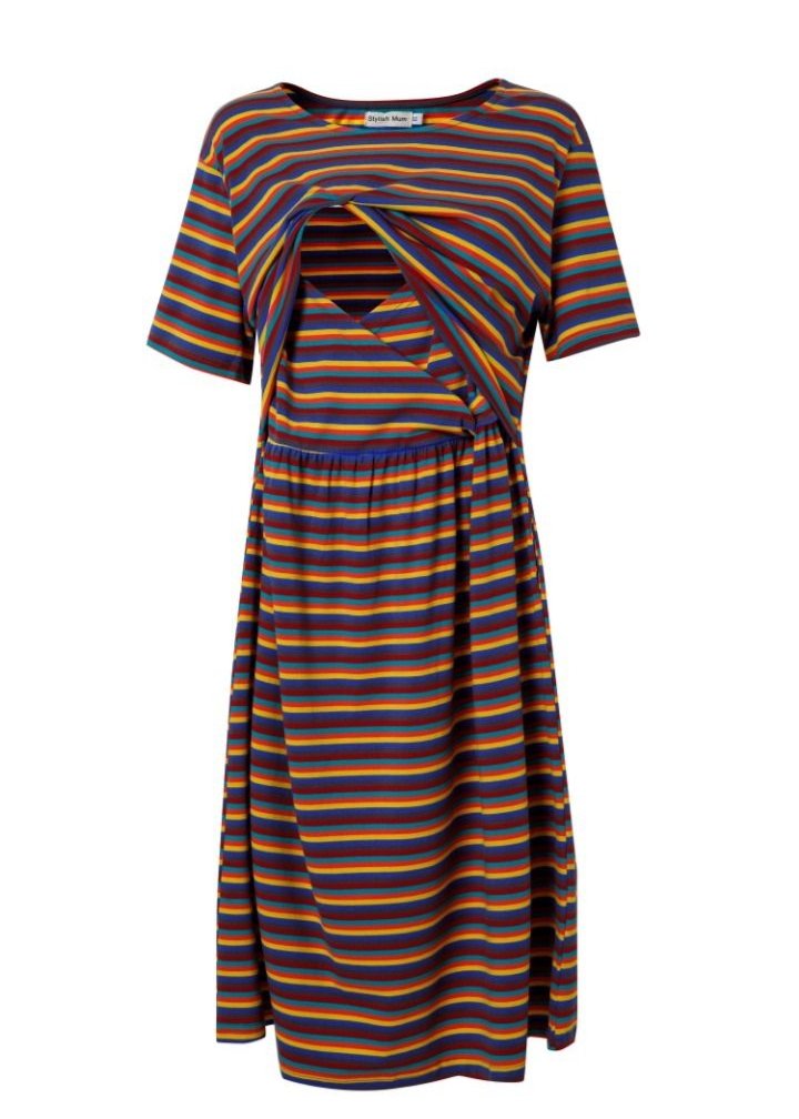 Hazel Stripe Skater Breastfeeding Dress - Stylish Mum